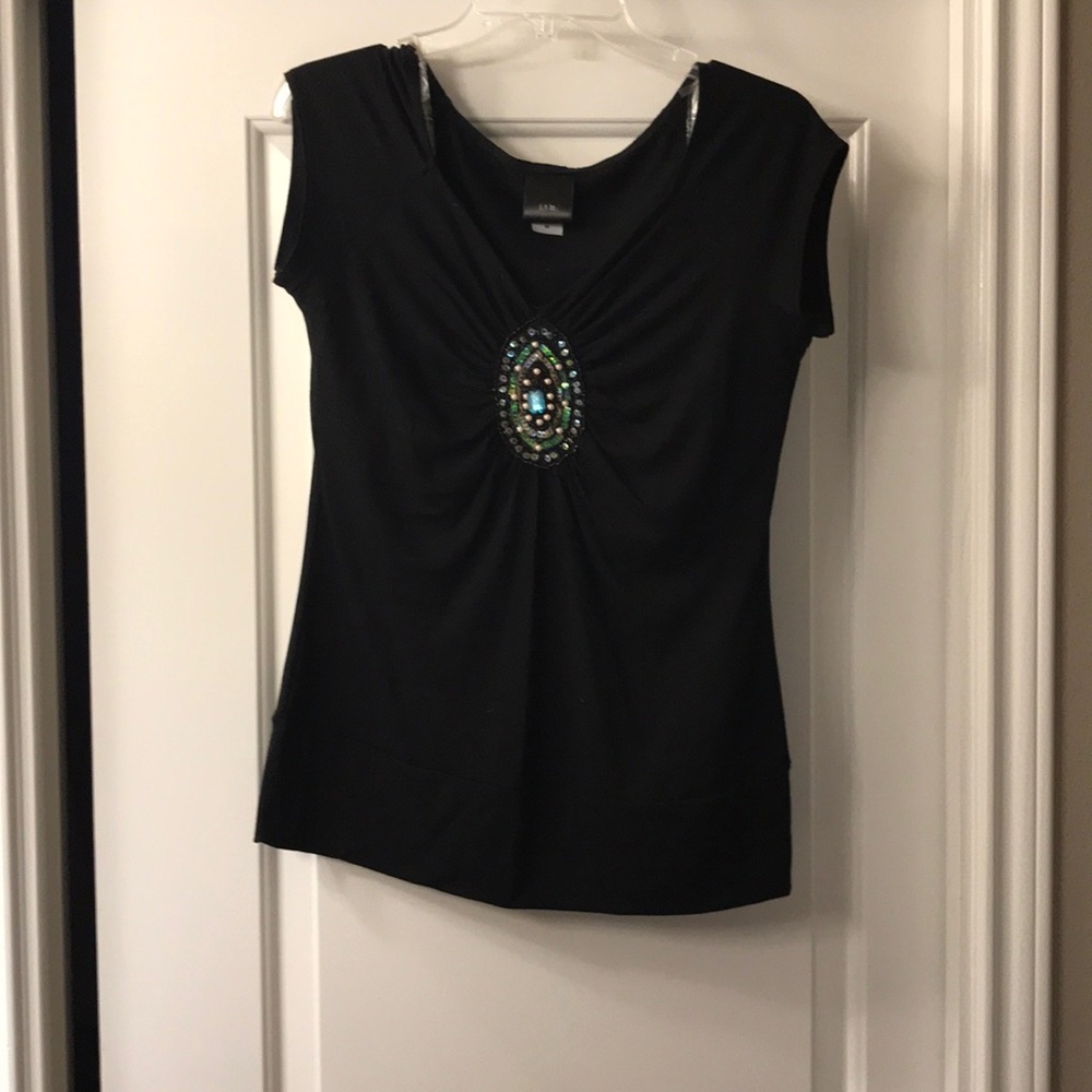 Black cotton fitted blouse